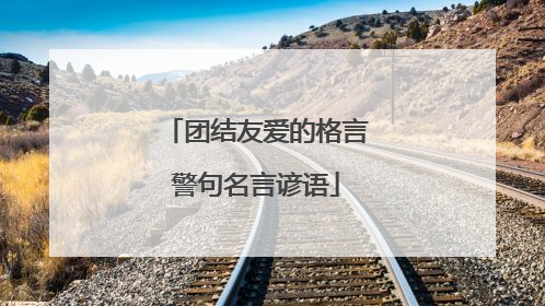 团结友爱的格言警句名言谚语