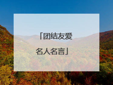 团结友爱名人名言