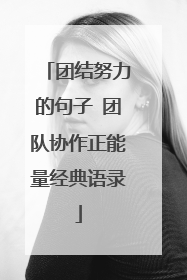 团结努力的句子 团队协作正能量经典语录