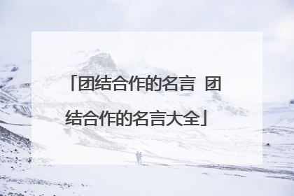 团结合作的名言 团结合作的名言大全