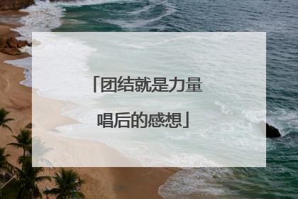 团结就是力量 唱后的感想