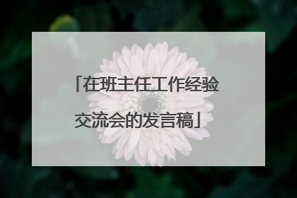 在班主任工作经验交流会的发言稿