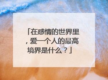 在感情的世界里,爱一个人的最高境界是什么?