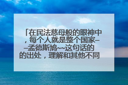 在民法慈母般的眼神中，每个人就是整个国家——孟德斯鸠~~这句话的的出处，理解和其他不同观点是什么。