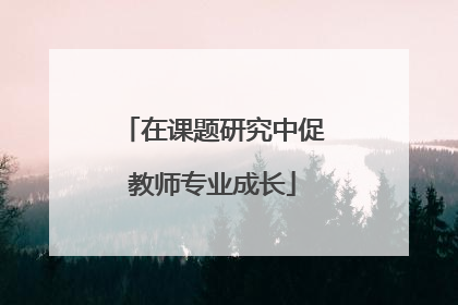 在课题研究中促教师专业成长