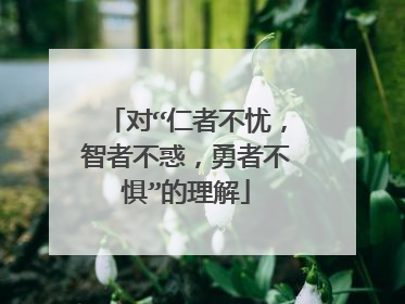 对“仁者不忧,智者不惑,勇者不惧”的理解