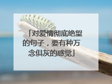 对爱情彻底绝望的句子，要有种万念俱灰的感觉
