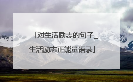 对生活励志的句子_生活励志正能量语录