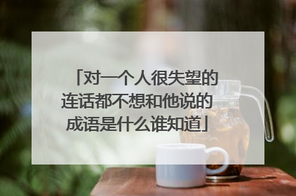 对一个人很失望的连话都不想和他说的成语是什么谁知道