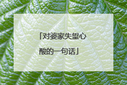 对婆家失望心酸的一句话