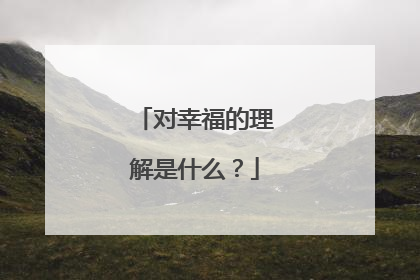对幸福的理解是什么？