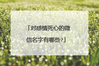 对感情死心的微信名字有哪些?