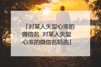 对某人失望心寒的微信名 对某人失望心寒的微信名精选