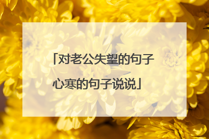 对老公失望的句子心寒的句子说说