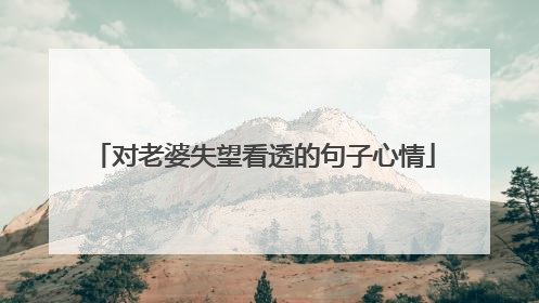 对老婆失望看透的句子心情