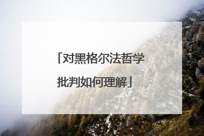 对黑格尔法哲学批判如何理解