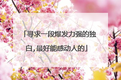 寻求一段爆发力强的独白,最好能感动人的