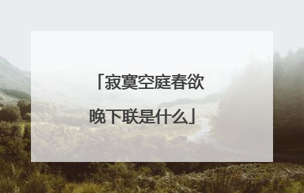 寂寞空庭春欲晚下联是什么