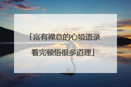 富有禅意的心境语录 看完顿悟很多道理