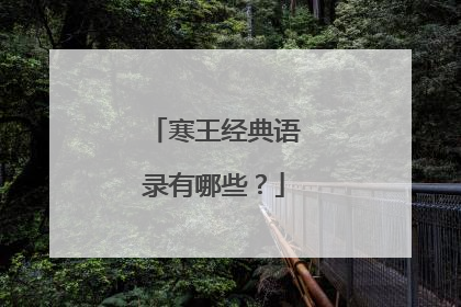 寒王经典语录有哪些?
