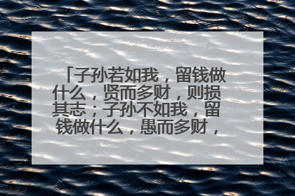 子孙若如我，留钱做什么，贤而多财，则损其志；子孙不如我，留钱做什么，愚而多财，益增其过的感想
