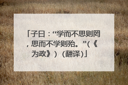 子曰:“学而不思则罔,思而不学则殆。”(《为政》) (翻译)