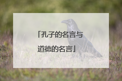 孔子的名言与道德的名言