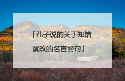 孔子说的关于知错就改的名言警句