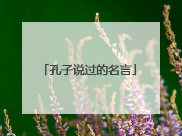 孔子说过的名言