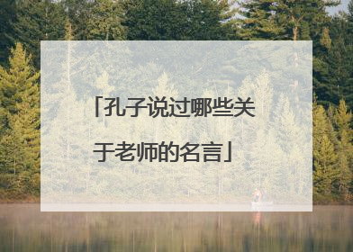 孔子说过哪些关于老师的名言