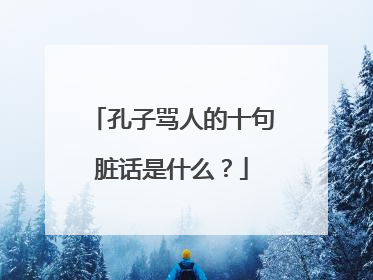 孔子骂人的十句脏话是什么？