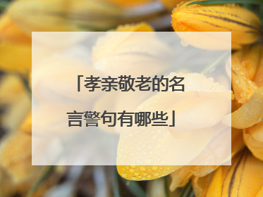 孝亲敬老的名言警句有哪些