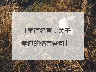 孝道名言,关于孝道的格言警句