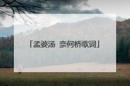 孟婆汤 奈何桥歌词