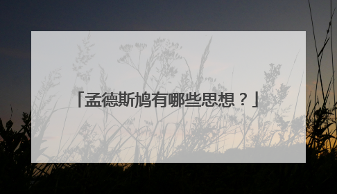 孟德斯鸠有哪些思想?