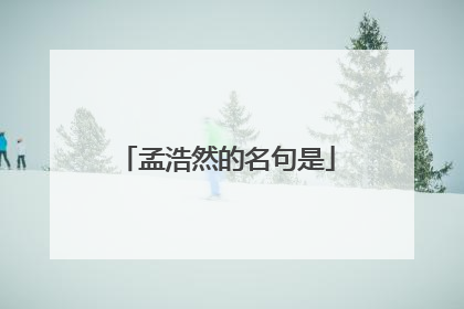 孟浩然的名句是