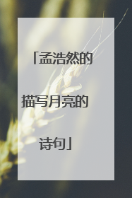 孟浩然的描写月亮的诗句