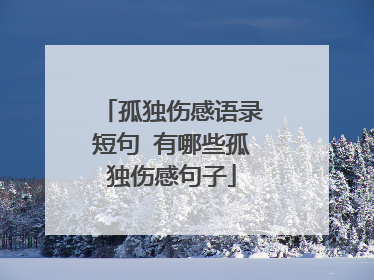 孤独伤感语录短句 有哪些孤独伤感句子