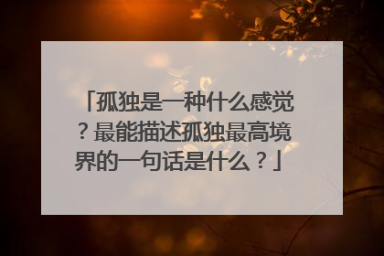 孤独是一种什么感觉?最能描述孤独最高境界的一句话是什么?