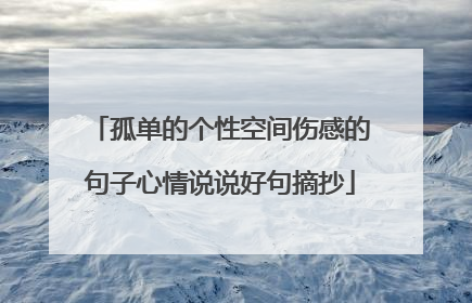 孤单的个性空间伤感的句子心情说说好句摘抄