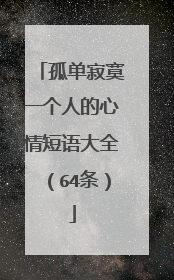 孤单寂寞一个人的心情短语大全（64条）