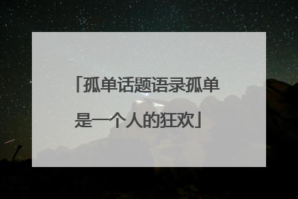 孤单话题语录孤单是一个人的狂欢