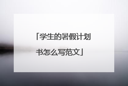 学生的暑假计划书怎么写范文