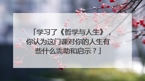 学习了《哲学与人生》,你认为这门课对你的人生有些什么需助和启示?