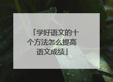 学好语文的十个方法怎么提高语文成绩