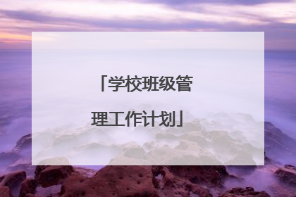 学校班级管理工作计划