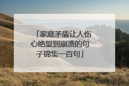 家庭矛盾让人伤心绝望到崩溃的句子锦集一百句