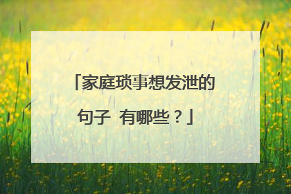 家庭琐事想发泄的句子 有哪些？