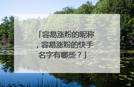 容易涨粉的昵称，容易涨粉的快手名字有哪些？