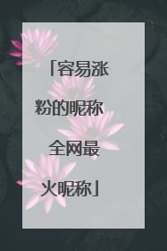 容易涨粉的昵称 全网最火昵称